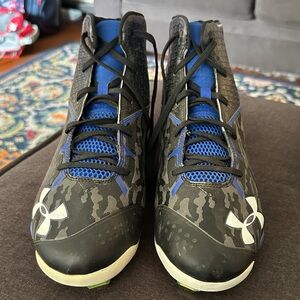 Under Armour Black and Blue Baseball High-Top Cleats… Brand New!